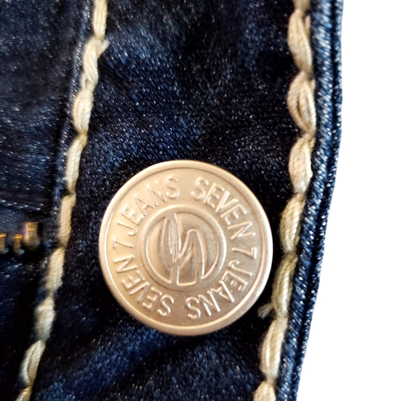 Seven 7 Dark Wash Boot Cut Mid Rise 5 pocket Sz W 27" x 31" L, Double stitch - Picture 7 of 12